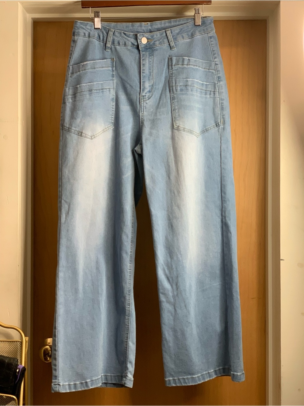 Unknown Light Blue Womens Wide-Leg Jeans with Stretch Size-X-Large